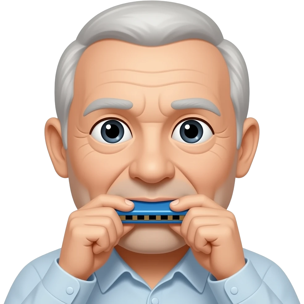 broat face old man few hair blues harmonica emoji