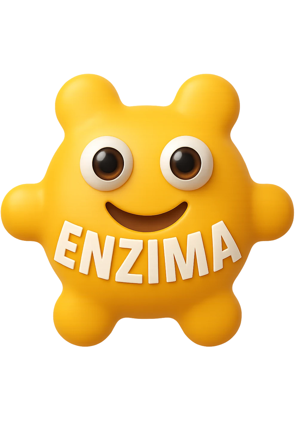 emoji con enzima umano con occhi 3d con la scritta "ENZIMA" SUL CORPO IN ITALIANO emoji