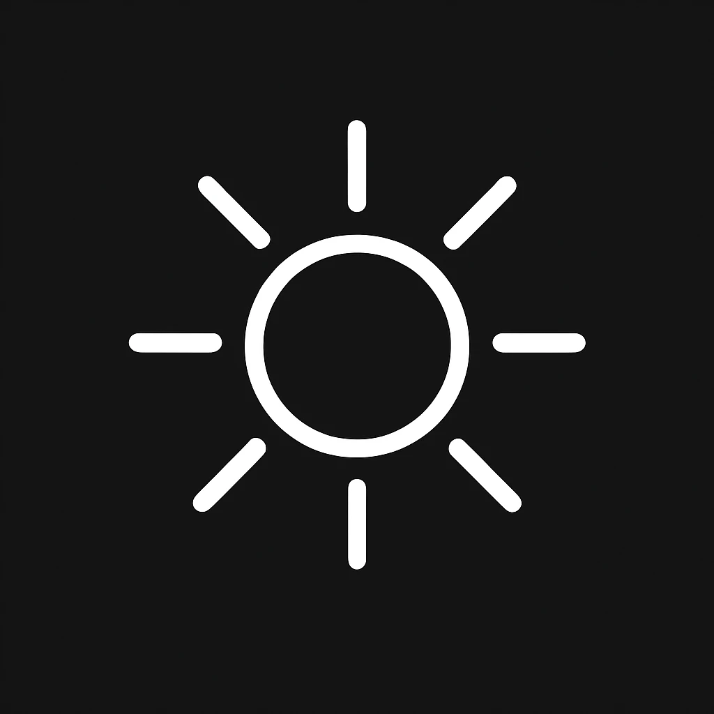 white Vector minimalistic and elegant icon of sun,black solid background, filled inside (inspire this refrence icon),  emoji
