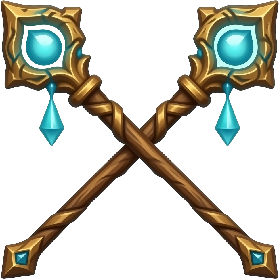 2 magic staffs crossed together emoji
