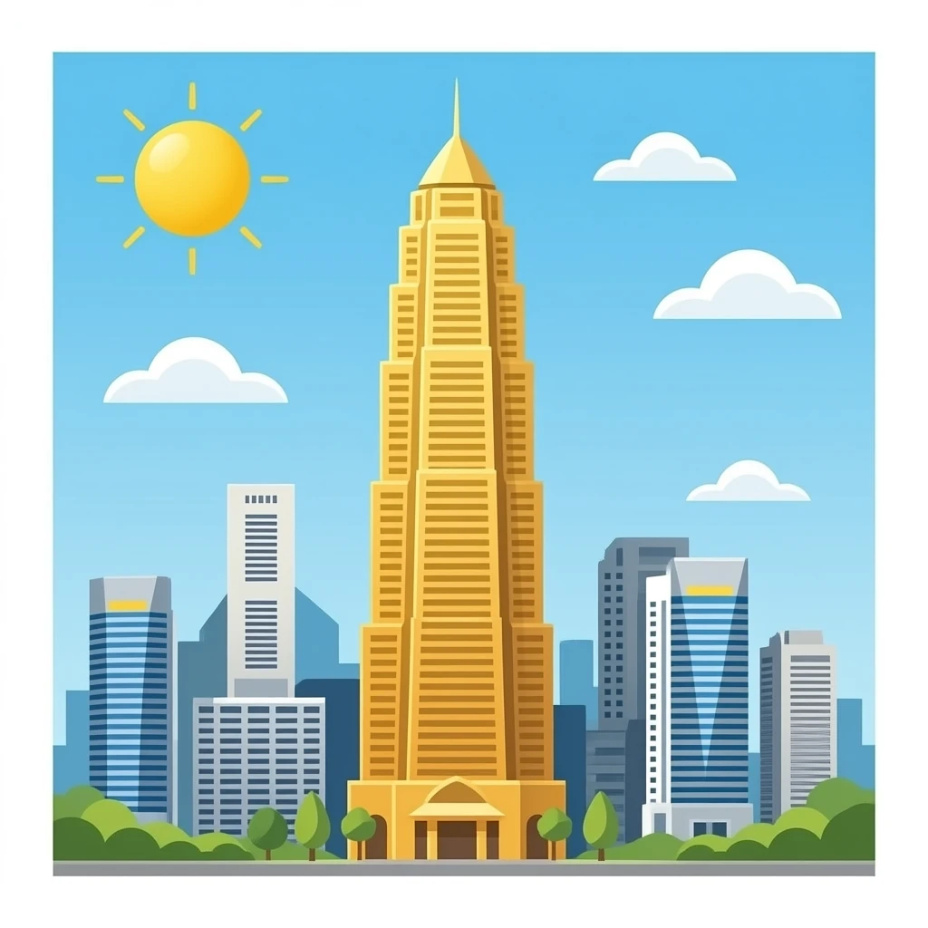 one Big scyscraper in gold famous builing in singapore emoji