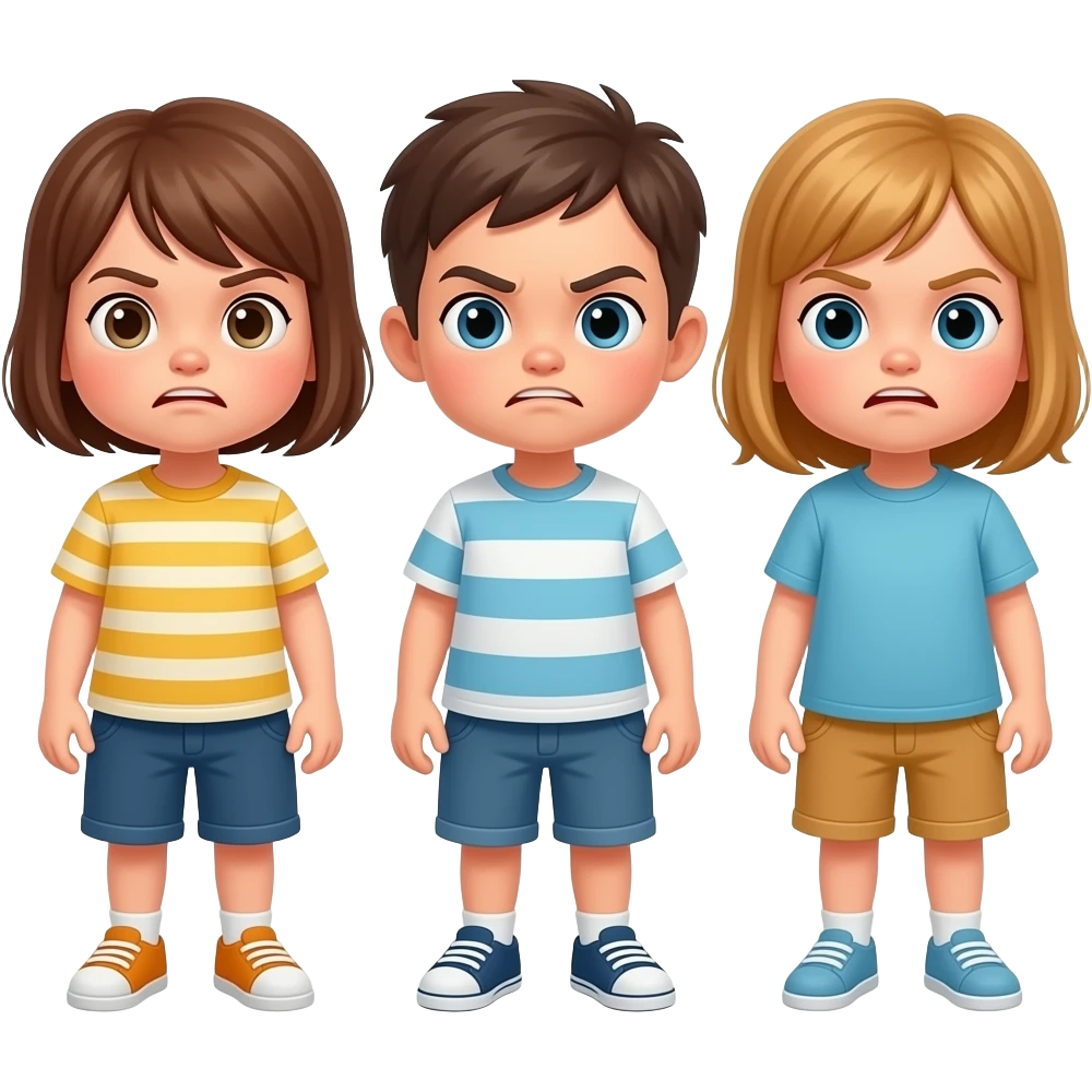 3 niños enfadados. emoji