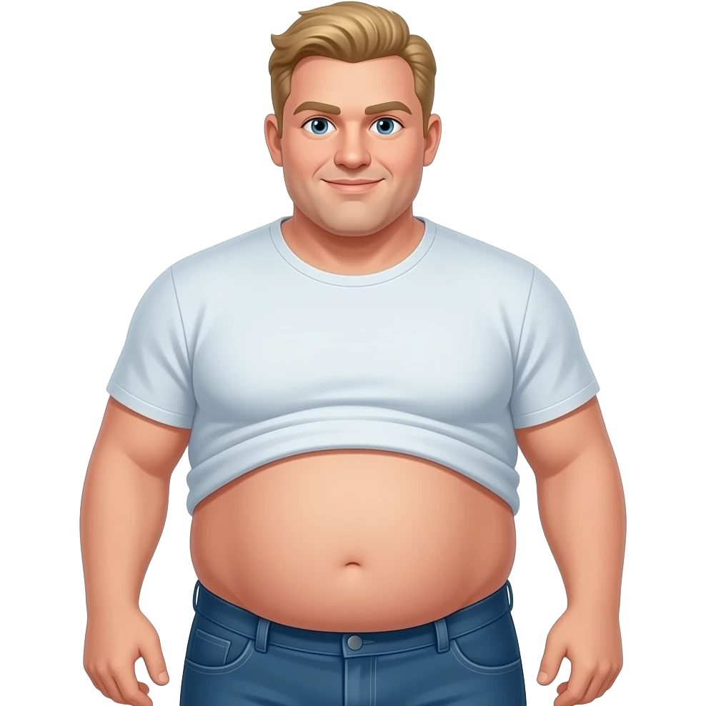 Blonde Fat man with shirt too small so the bottom of his belly hangs out emoji