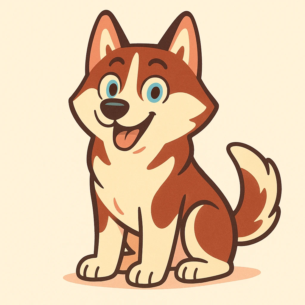reddish brown siberian husky with blue eyes emoji