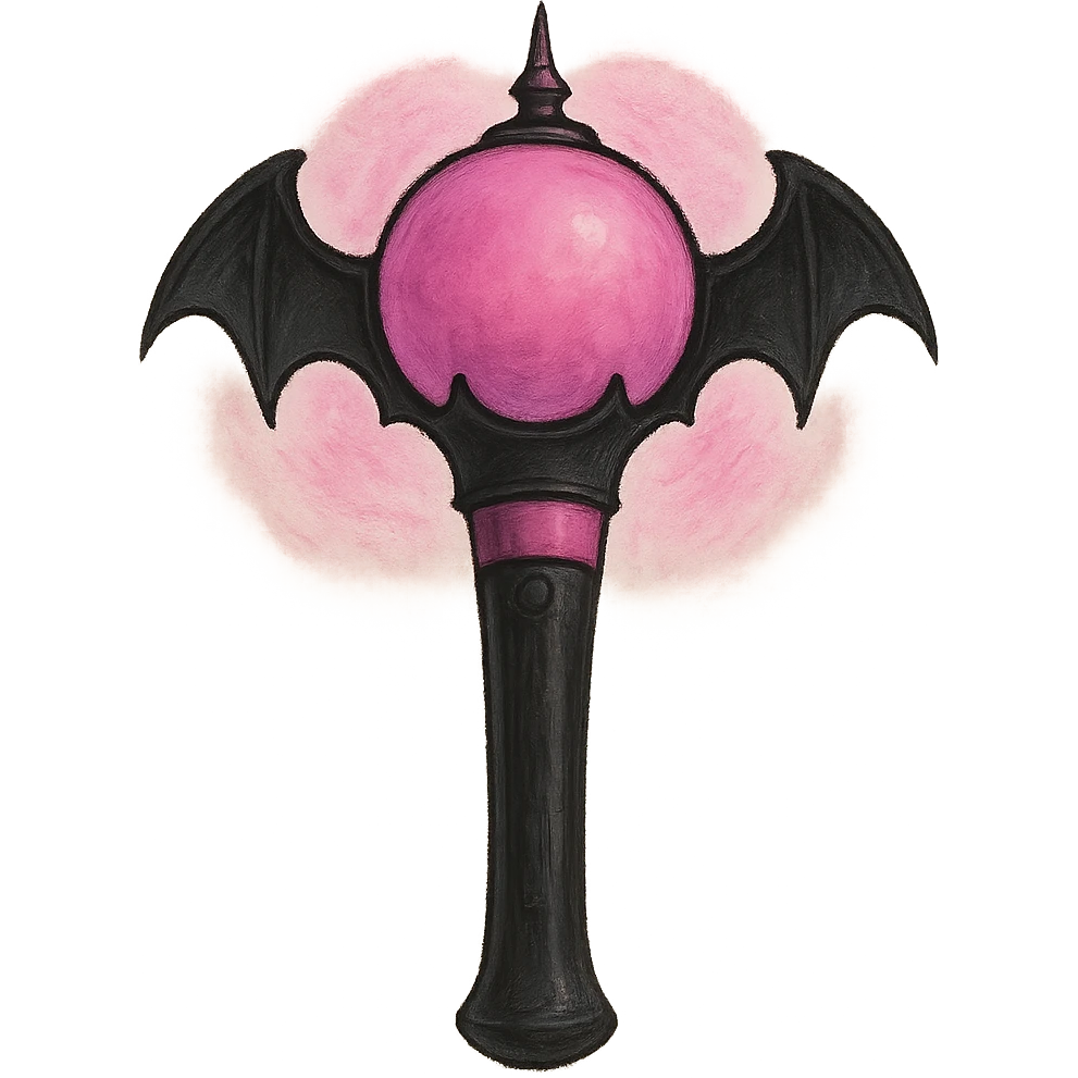 BLACKPINK-inspired gothic lightstick, no hearts, dreamy and bold, black and pink colors emoji