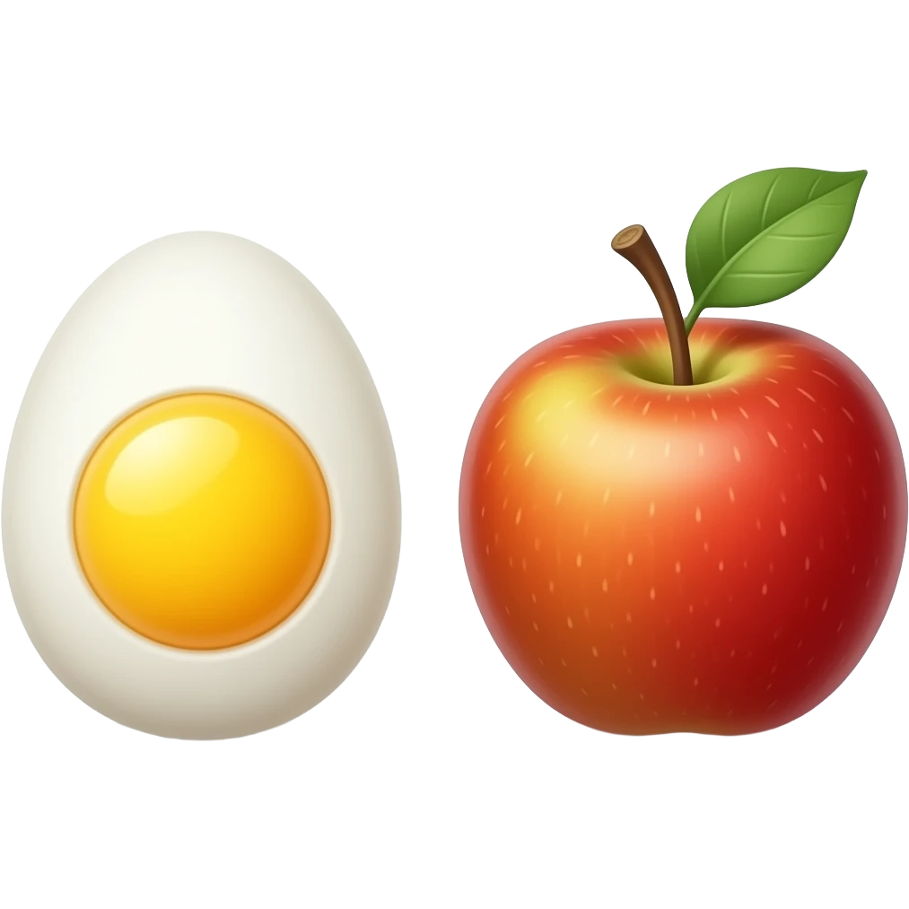 Hard boiled egg and an apple emoji