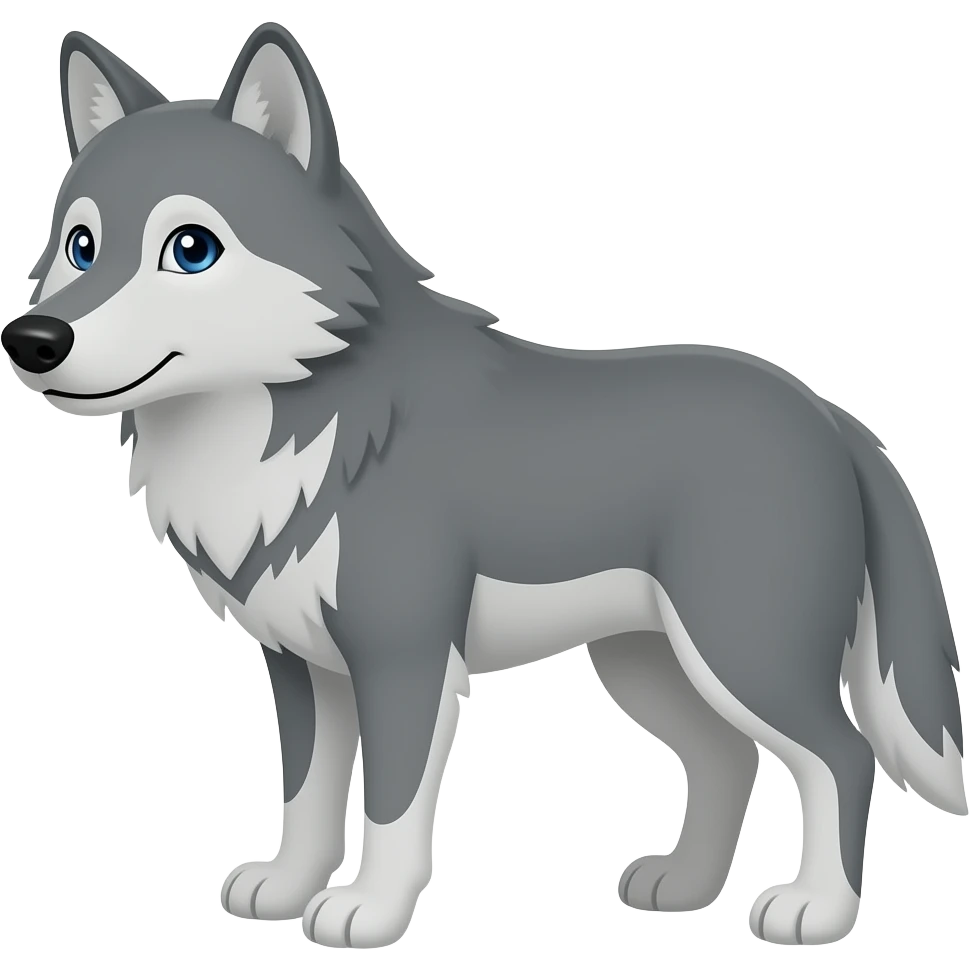 Cartoon grey wolf emoji