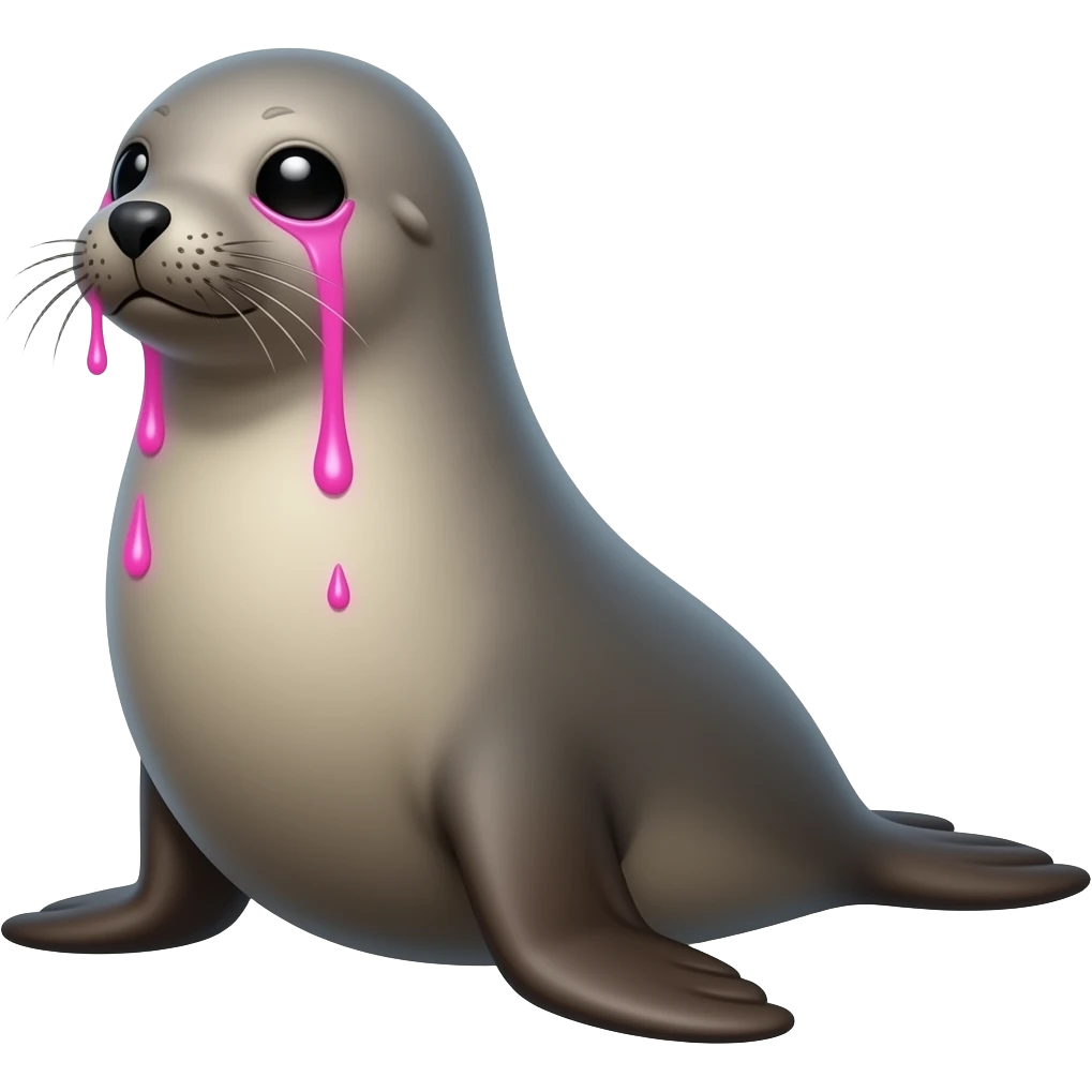 Give a seal emoji with neon pink tears running down emoji