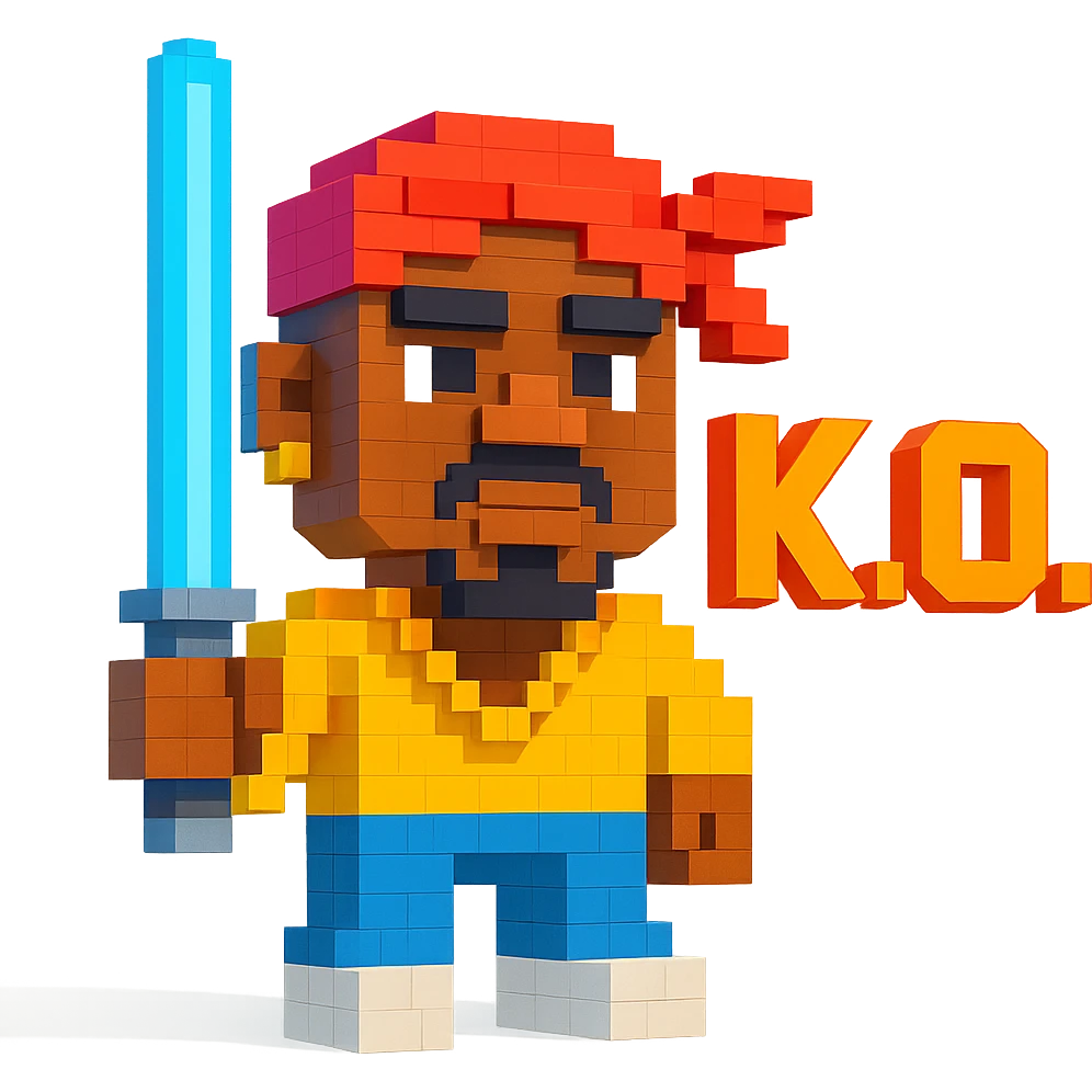 репер 2Pac с джедайским мечем и надписью K. O., no background  emoji