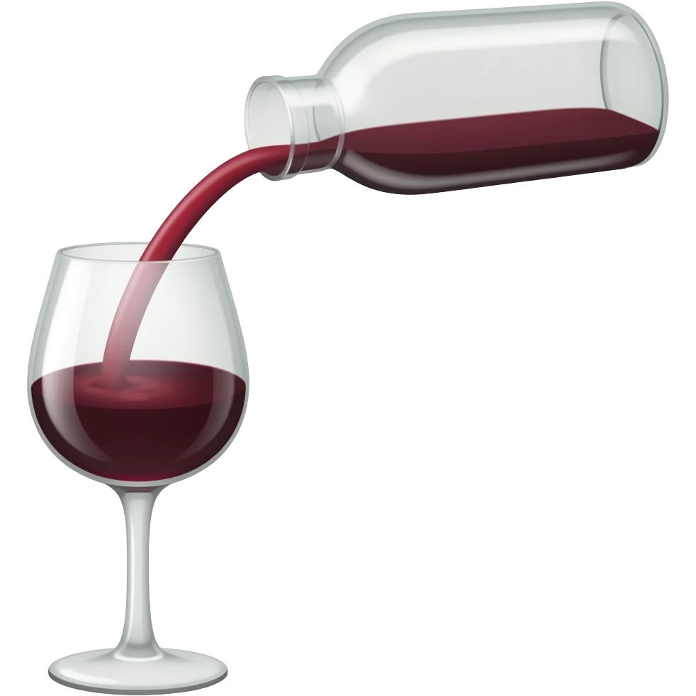 A wine glass filled with dark Bordeaux wine. And let the wine be poured from their sides. emoji