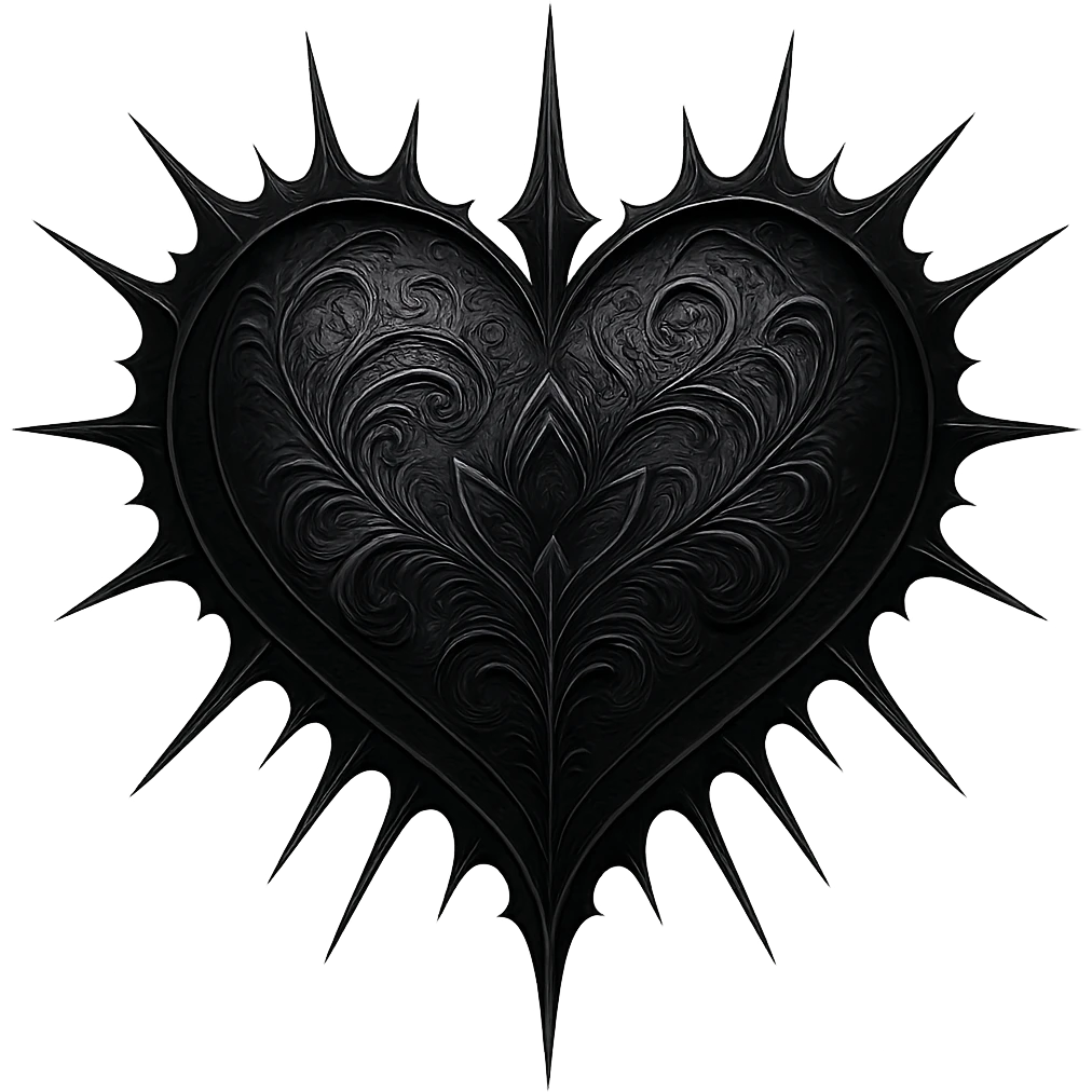 Remove the background from the image, keep the heart gothic and detailed, maintain a transparent background. emoji
