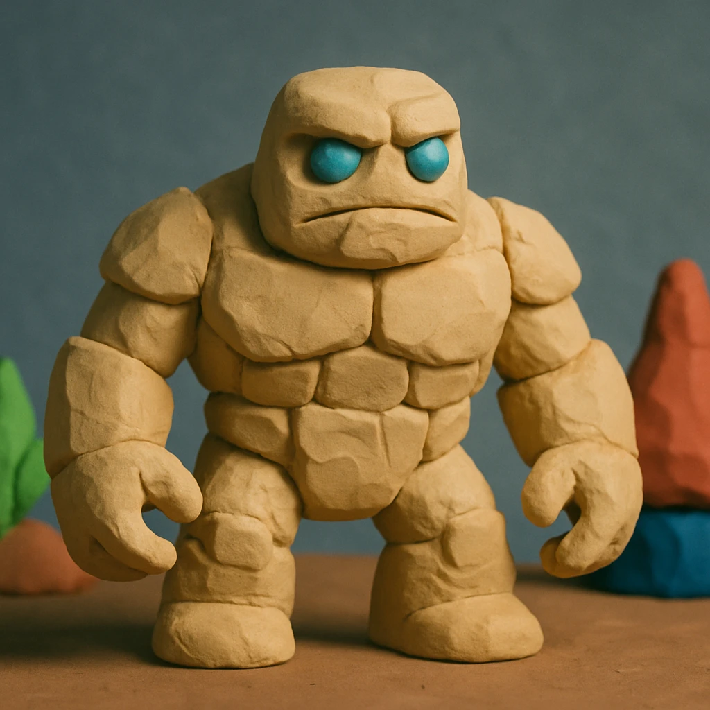 a golem, fantasy creature, claymation style, fantasy sculpture emoji