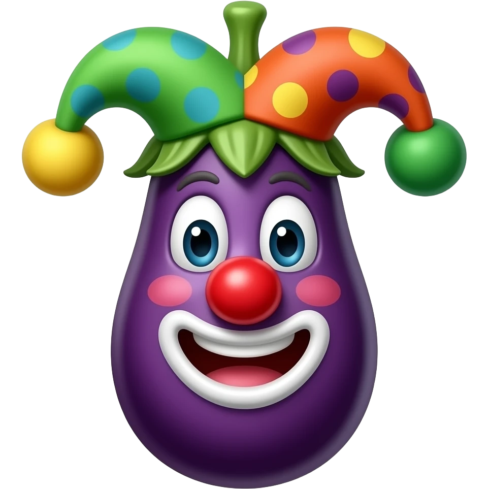 Eggplant with clown wig emoji