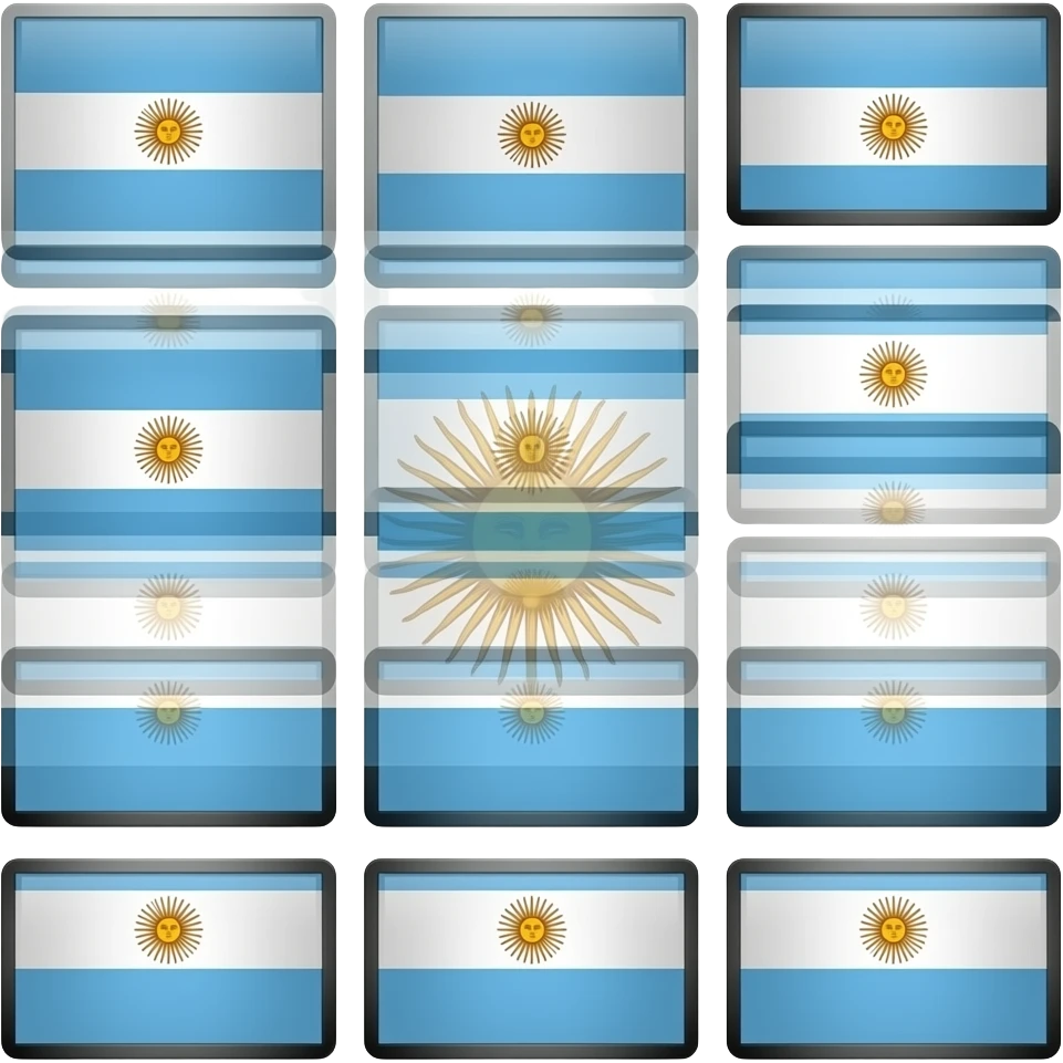 Argentina flag YTPMV scan effect: multiple screens sliding rapidly horizontally and vertically in a rhythmic grid. emoji