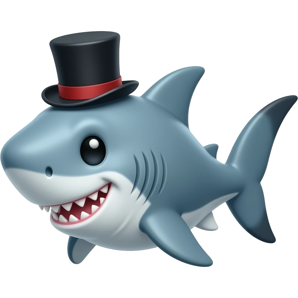 Shark with a top hat emoji