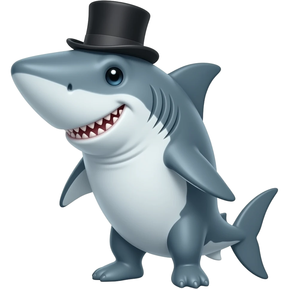 Shark with a top hat emoji