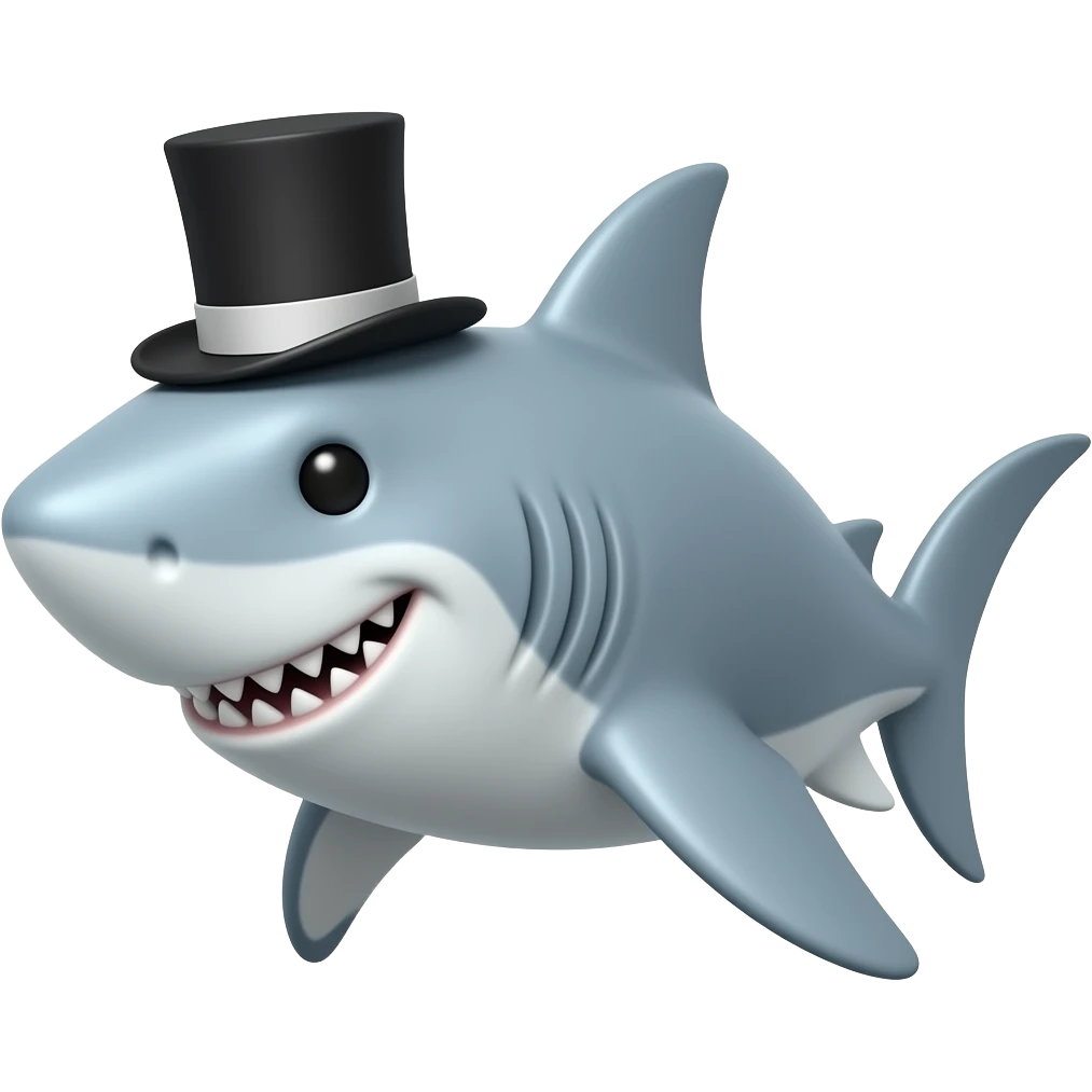 Shark with a top hat emoji