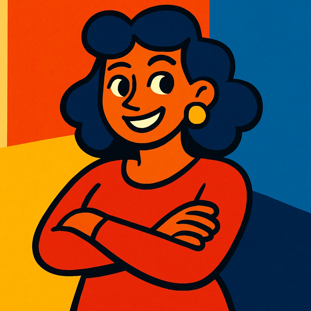 a woman crossing her arms, vibrant toon style emoji
