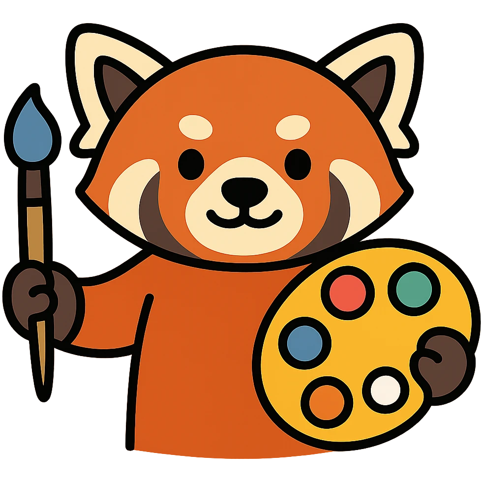 Red panda with brush and pallet emoji