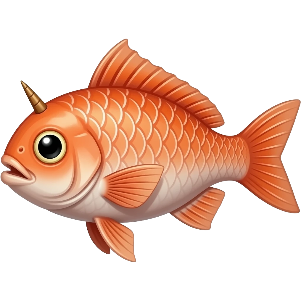 salmon with a single hair poking out of its head emoji