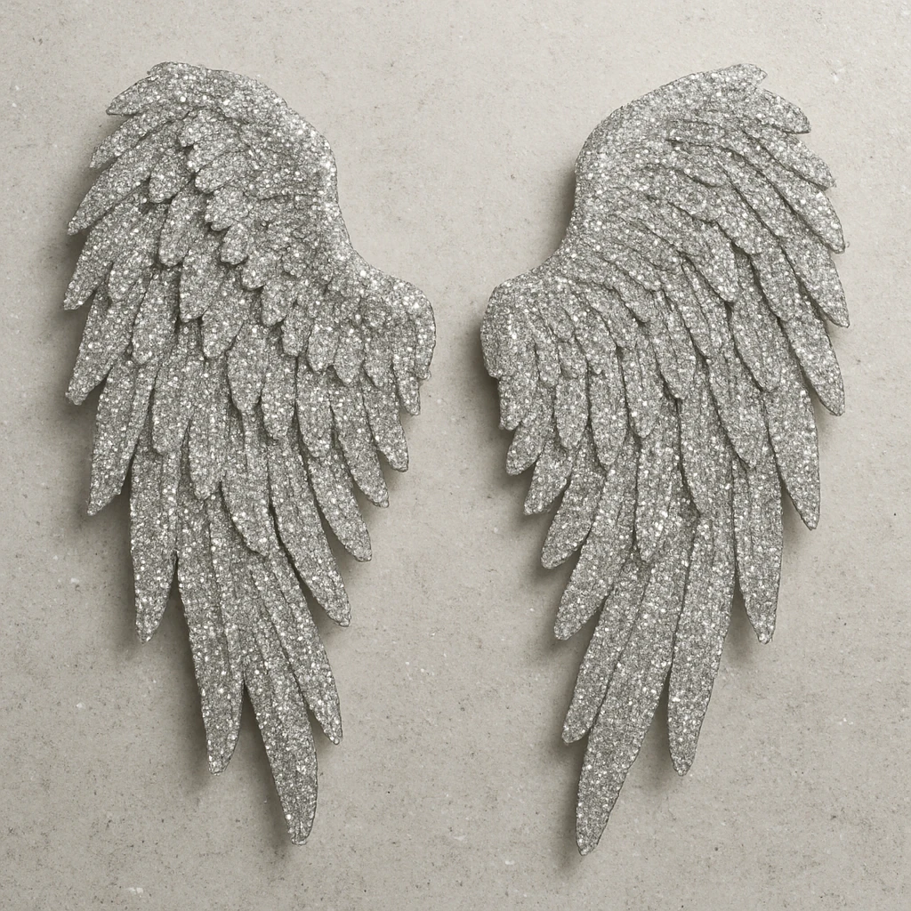 Silver glitter wings emoji