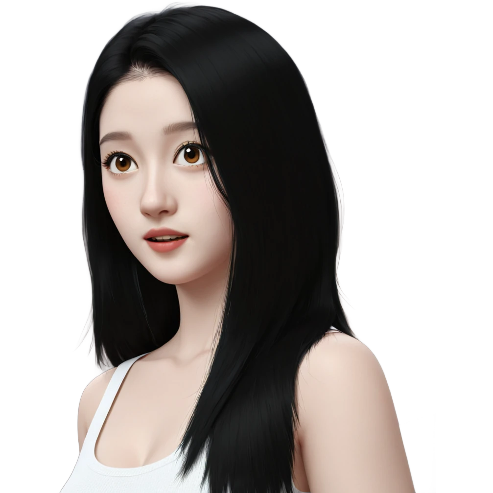 realistic girl with black hair emoji