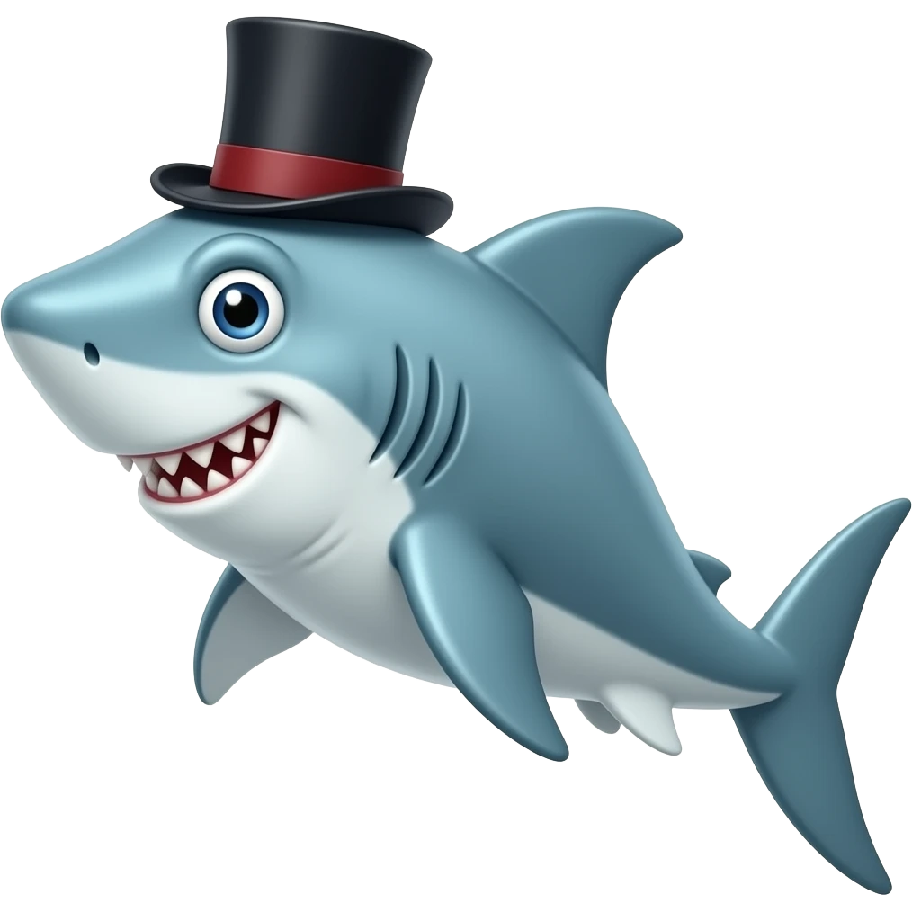 Shark with a top hat emoji