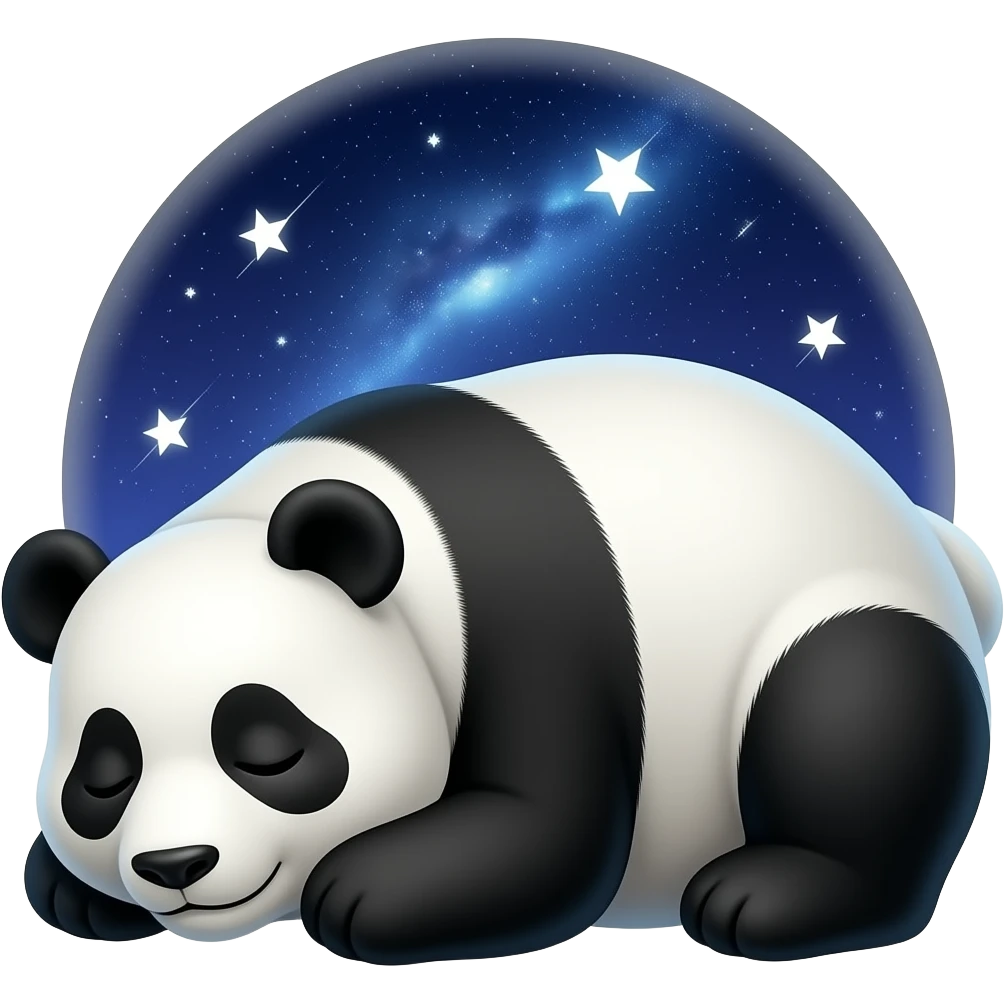 Crea un panda durmiendo con un cielo de estrellitas emoji