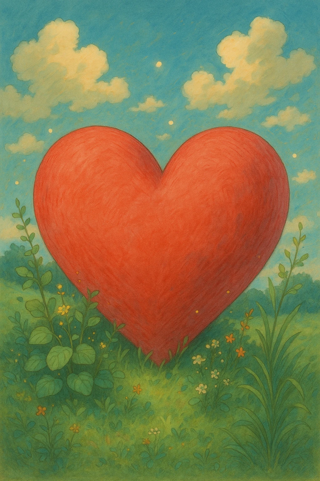 heart, ghibli style illustration emoji