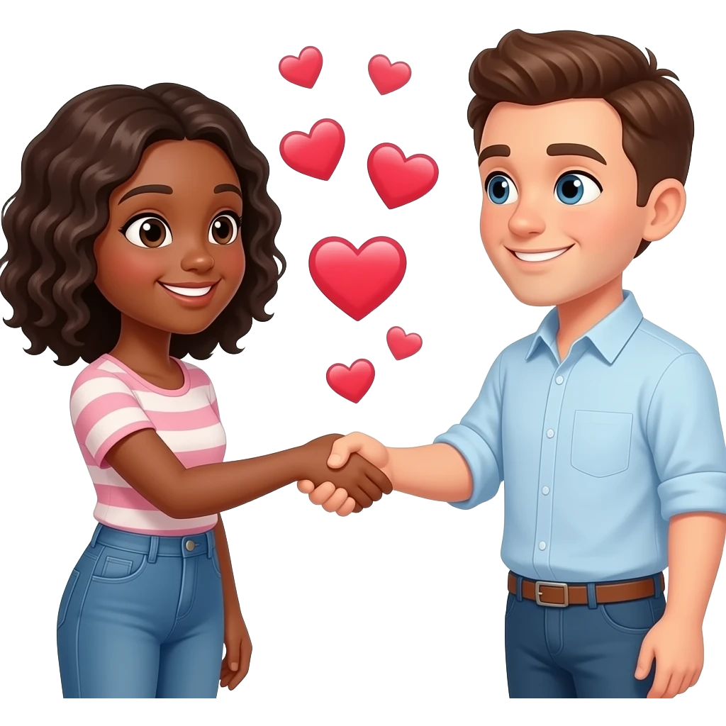 Black Girl white guy hearts meeting emoji