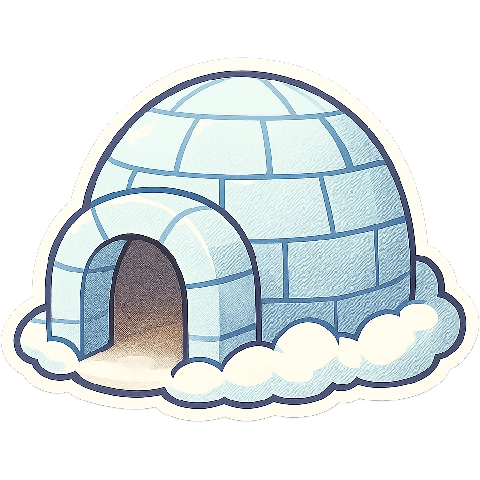 iglú, caricaturesco, entrada grande, nieve esponjosa emoji
