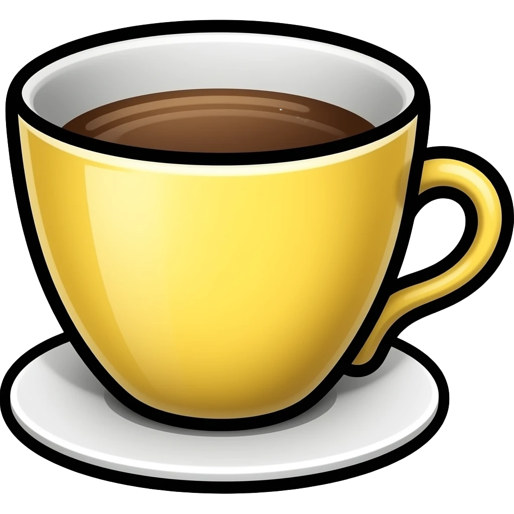 thick black outline, bright cup emoji, thick black outline, simple cartoon emoji