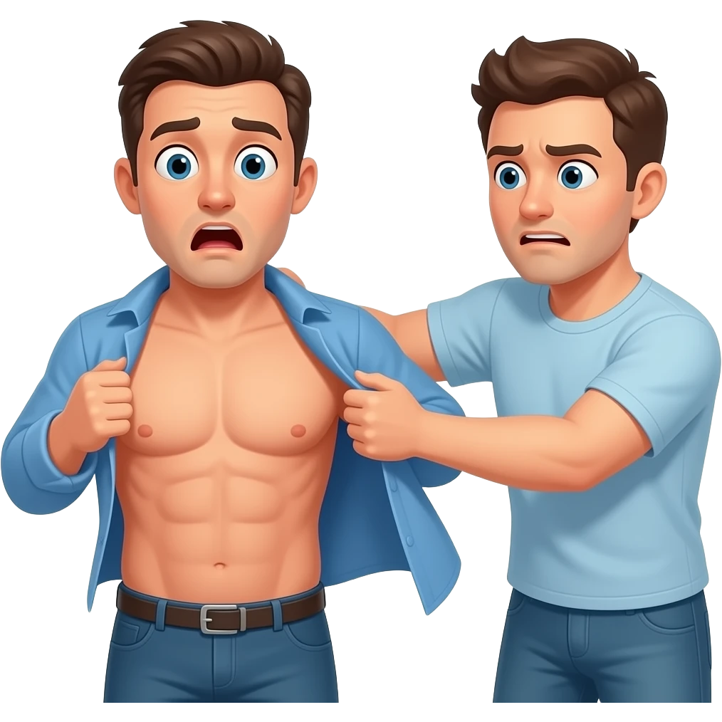 A man shocked as another man pulled his clothes off emoji