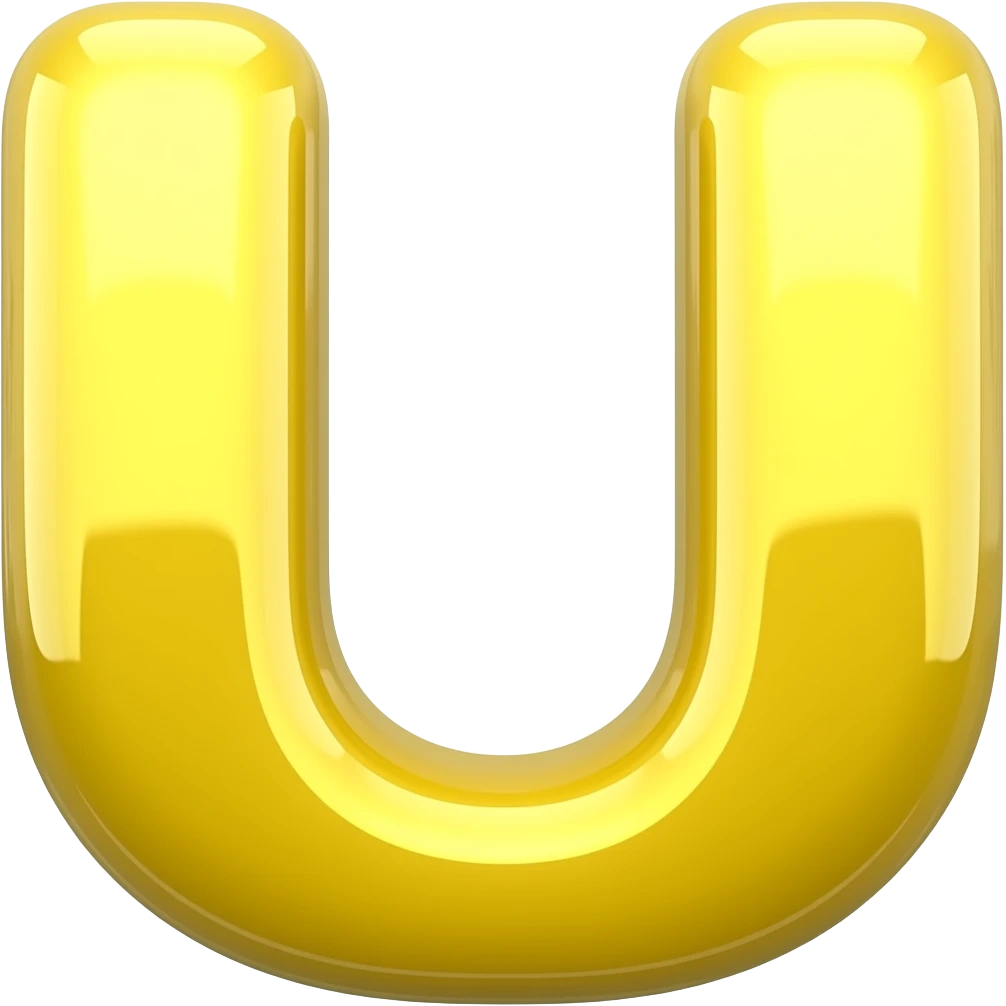 U letter yellow colour shining emoji