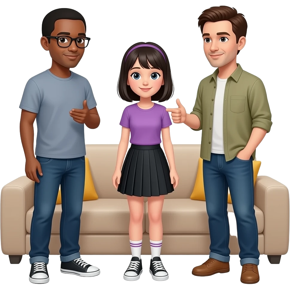 Parents talking to their emo teenage daughter inside their home emoji