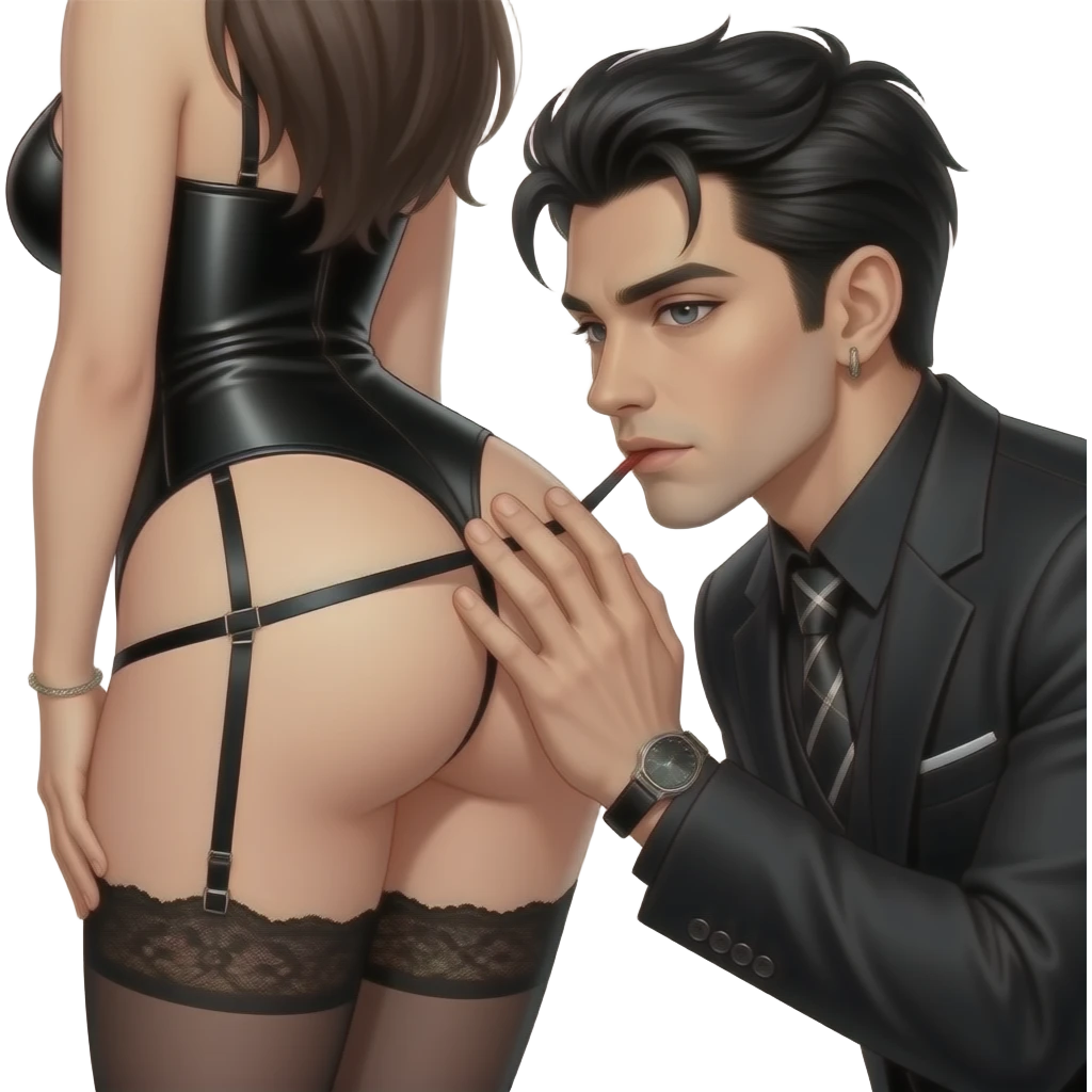 Fenale exy bum with black panty gstring. Ine bum cheek being bitten by a sexy gothic man. emoji