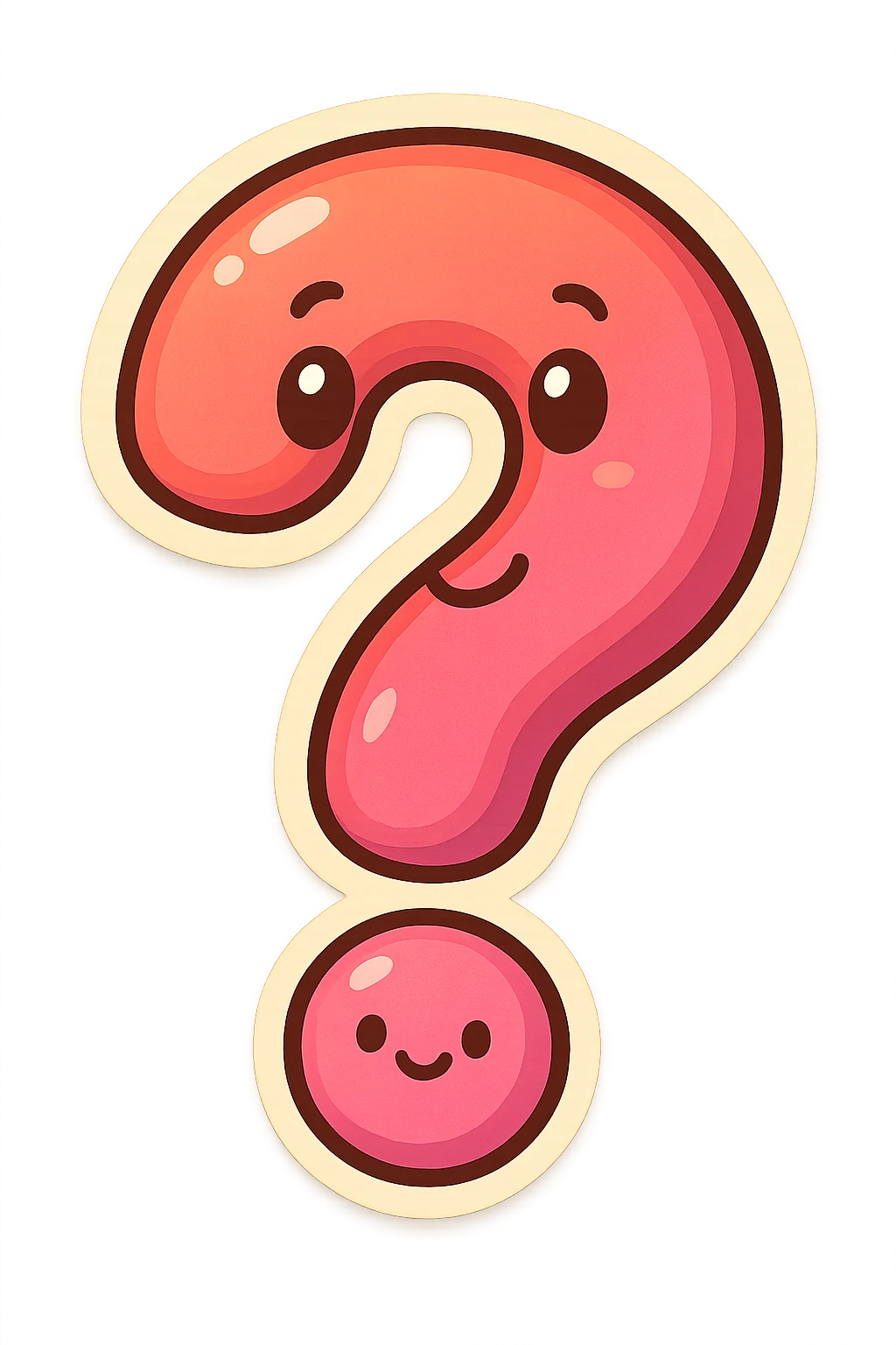 playful colorful question mark with friendly vibe emoji