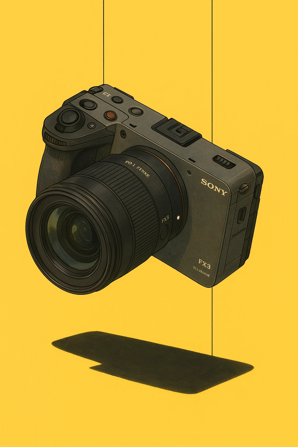 xuddi mana shu sariq mashina o'rniga sony fx3 kamerasini qo'yib o'zgartirib ber emoji