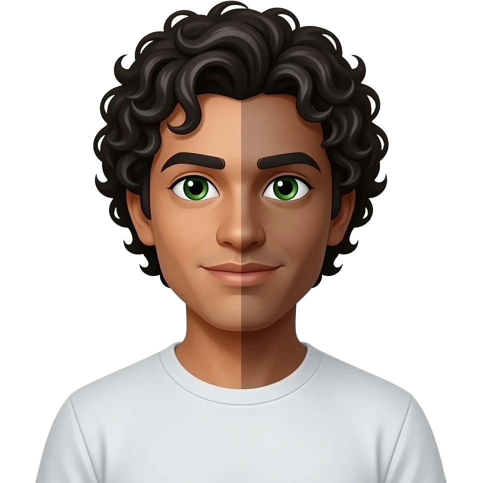 Half black half Mexican guy green eyes Curly hair emoji