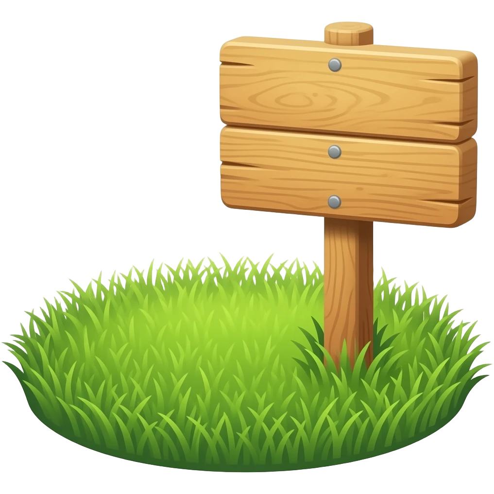 put the sign smaller and on the right side of the grass emoji