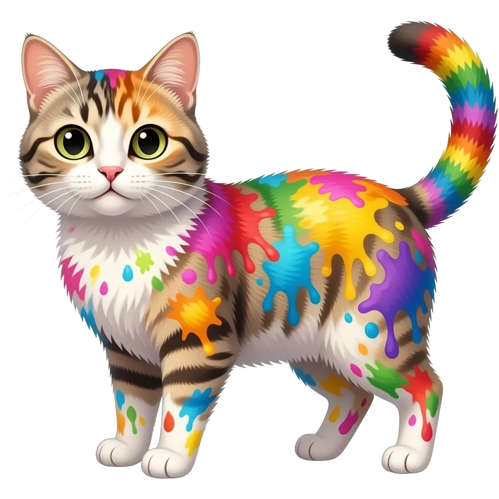 colorful rainbow jackson pollock cat emoji