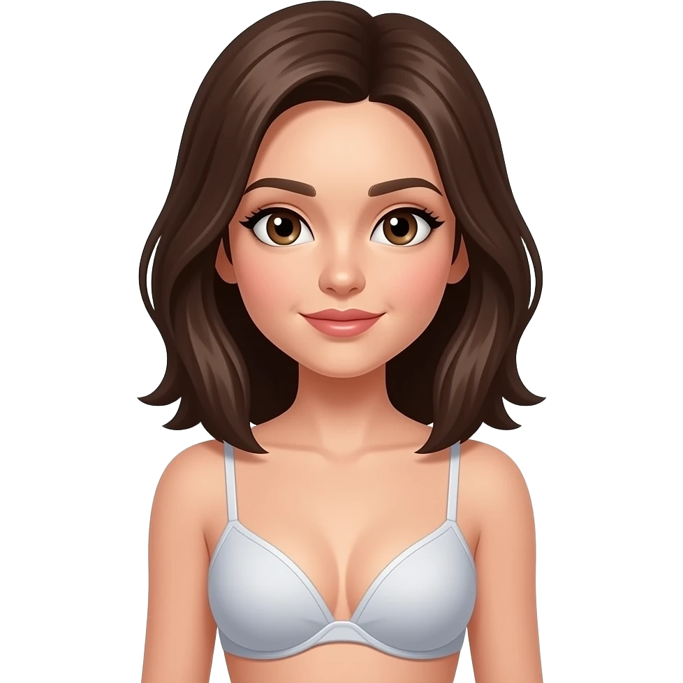 Medium hair long up to line bra , brown eyes, slim and female emoji