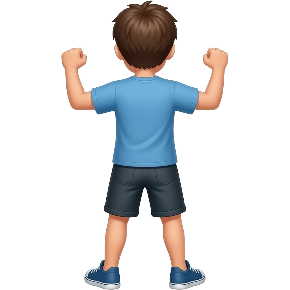 emoji jugendlicher, ganzer Körper mit Beinen, wütend, Fäuste, angespannt, von hinten emoji