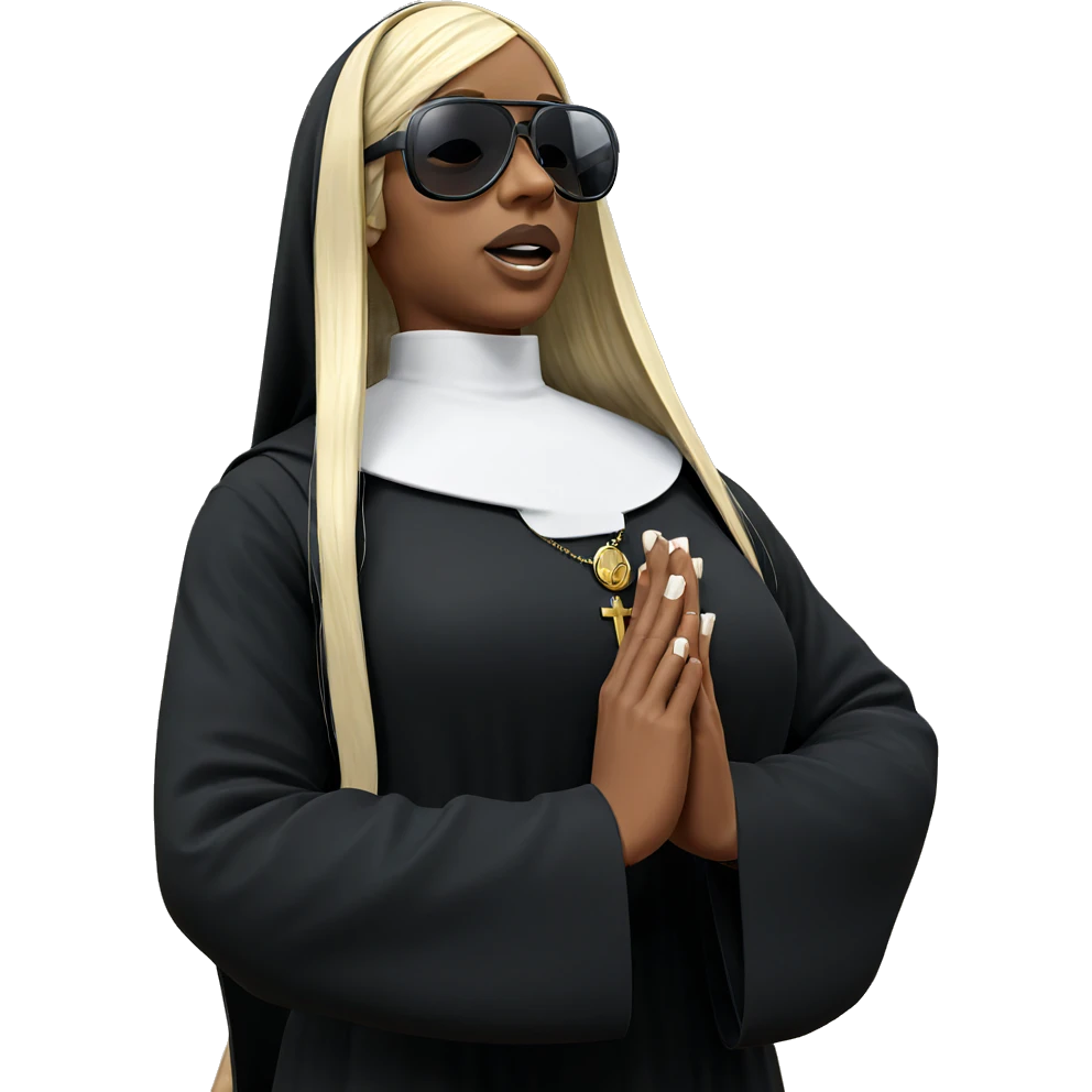 blonde nun in dark habit emoji