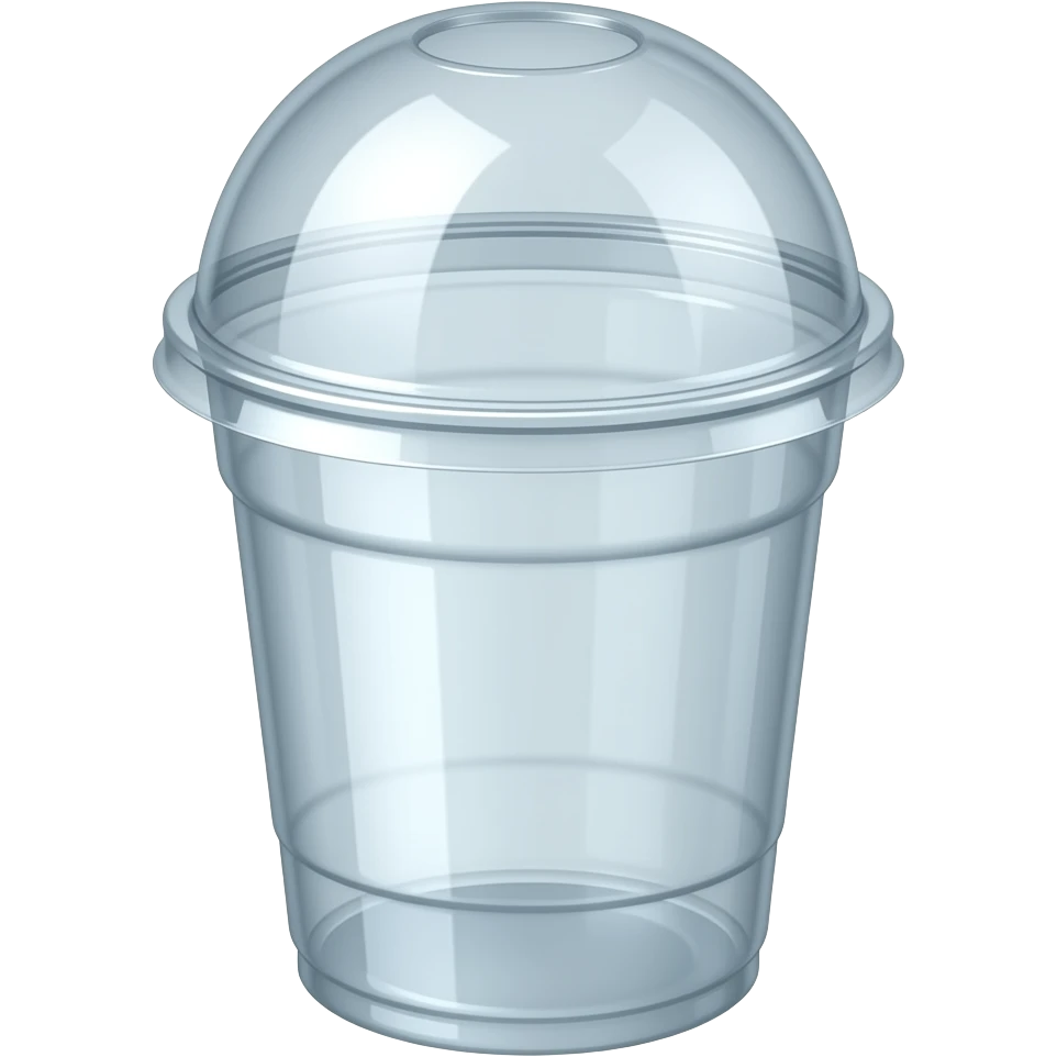 transparent plastic cup medium with a dome lid  (clear rounded dome top with a circular hole), similar to a smoothie cup. emoji