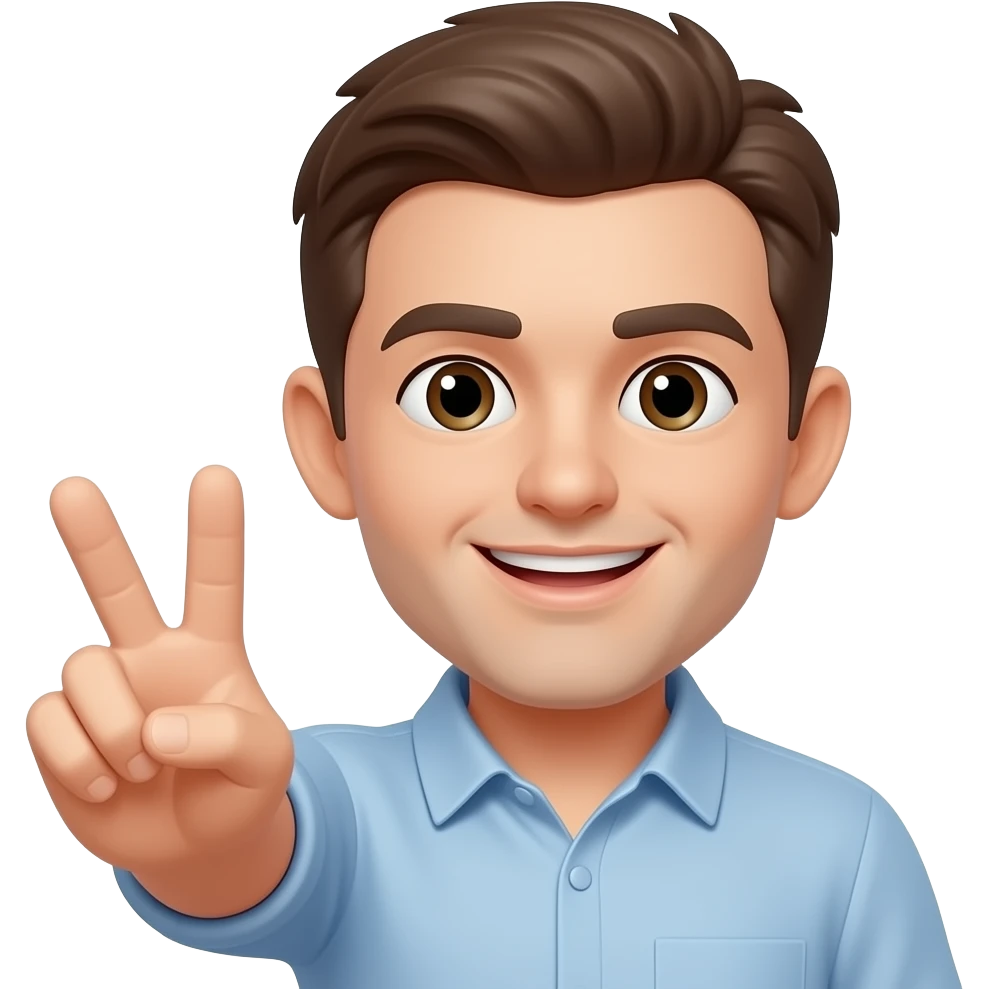 Person peace sign but put the thumb out too emoji