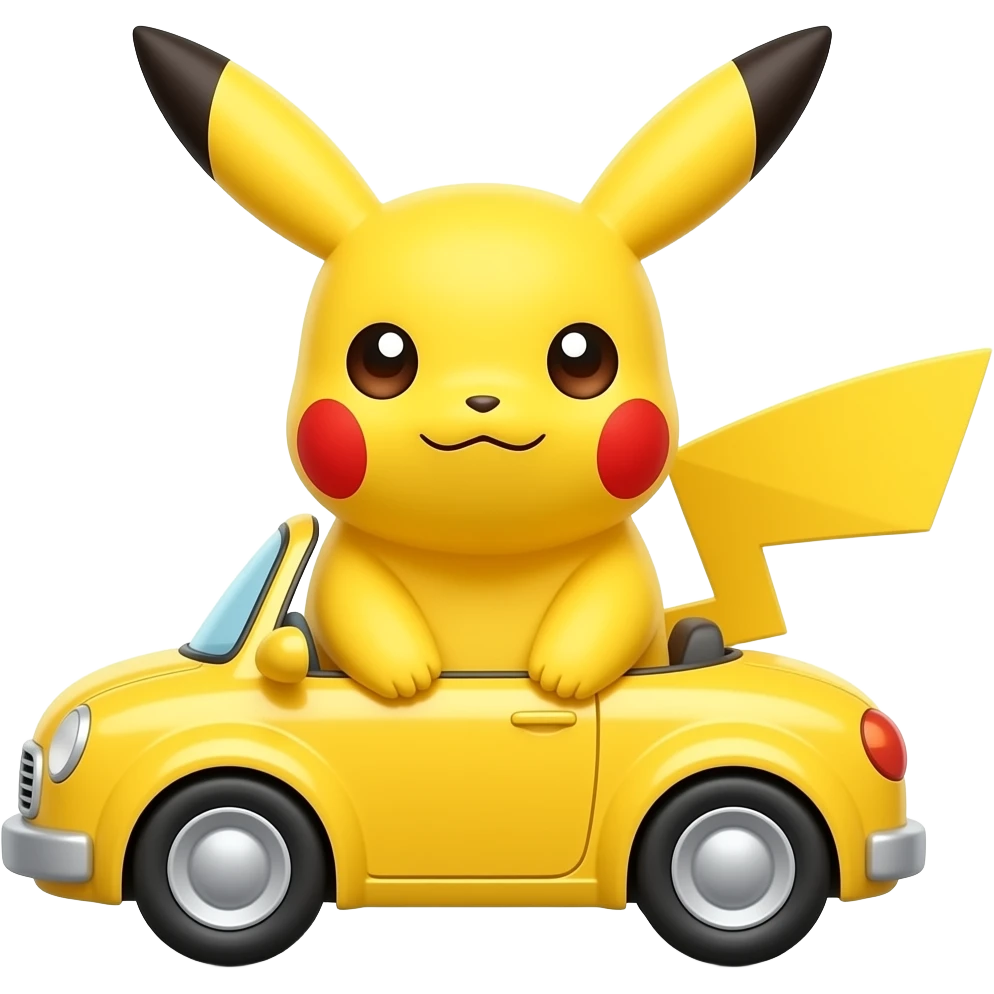 Pikachu with yellow car emoji