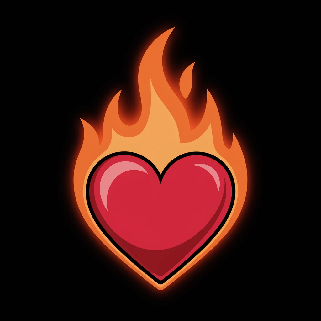 heart with a flame effect emoji