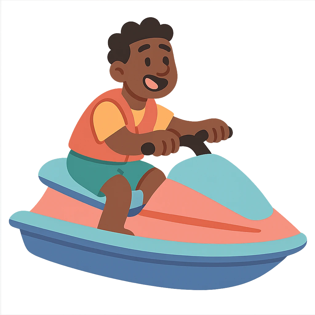 black man on a jet ski emoji