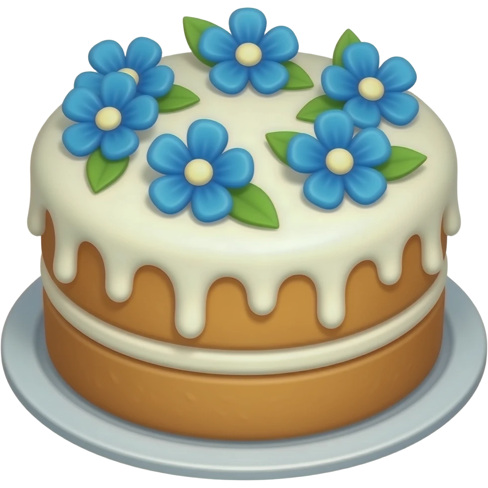 cover it with white frosting and blue flowers emoji